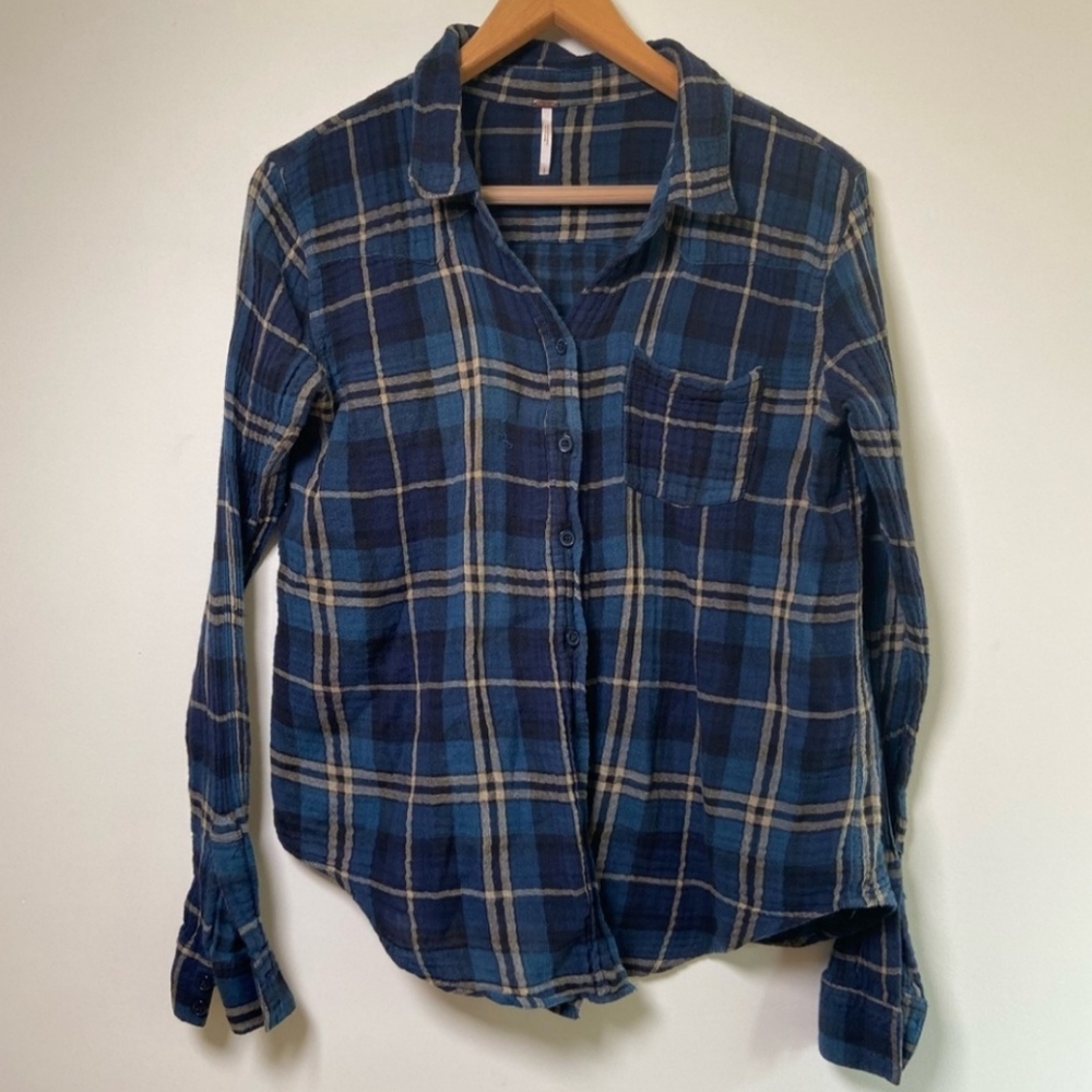 FREE PEOPLE Gauze Flannel Plaid Shirt
